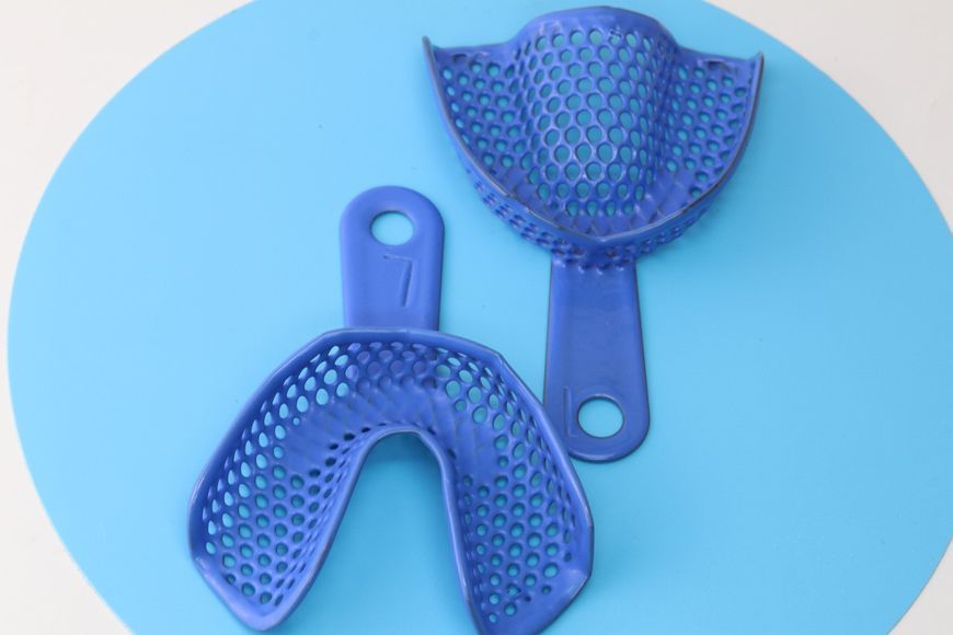 Ложки відбиткові перфоровані металопластик сині ПАРА (L) 1923715814 фото
