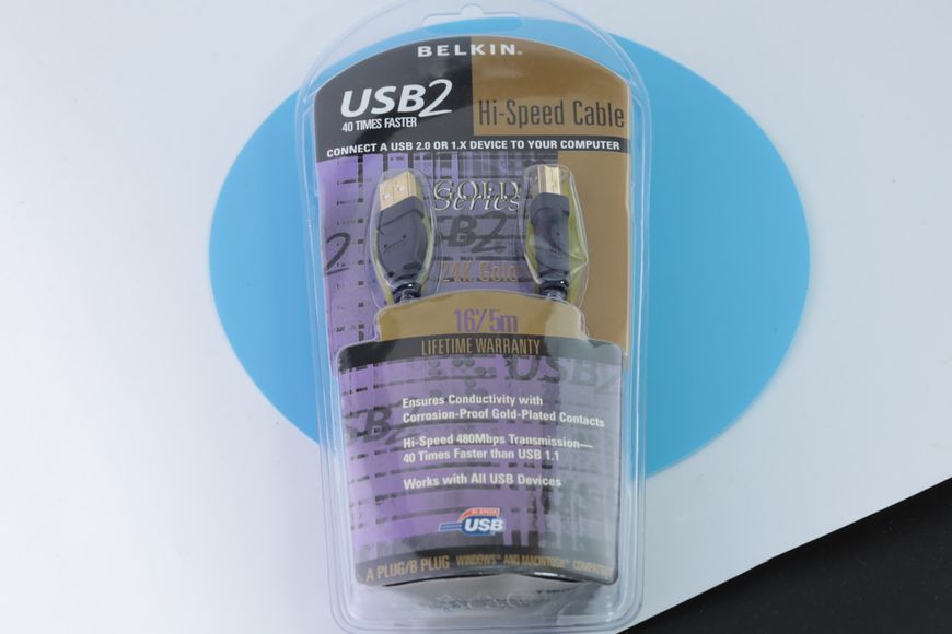 Кабель USB2 Belkin 24K Gold 5м для принтерів, сканерів 2332197412 фото